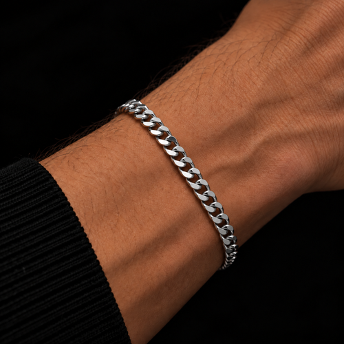 CUBAN BRACELET 5MM SILVER PLATED