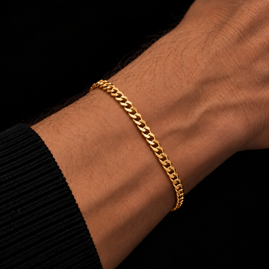 CUBAN BRACELET 3MM 18K GOLD PLATED