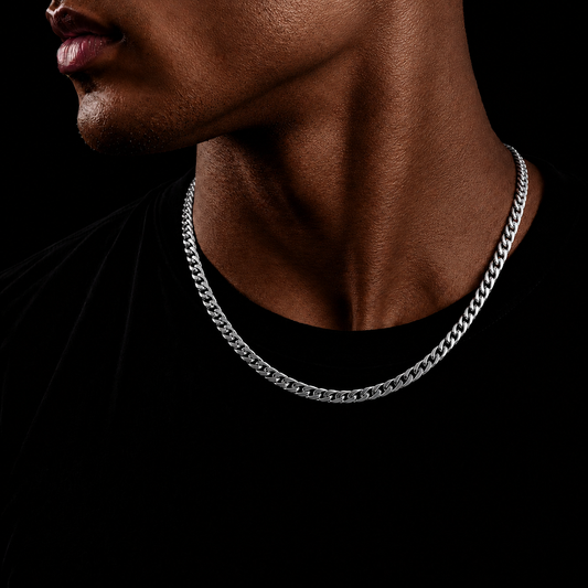 CUBAN LINK CHAIN 5MM SILVER PLATED