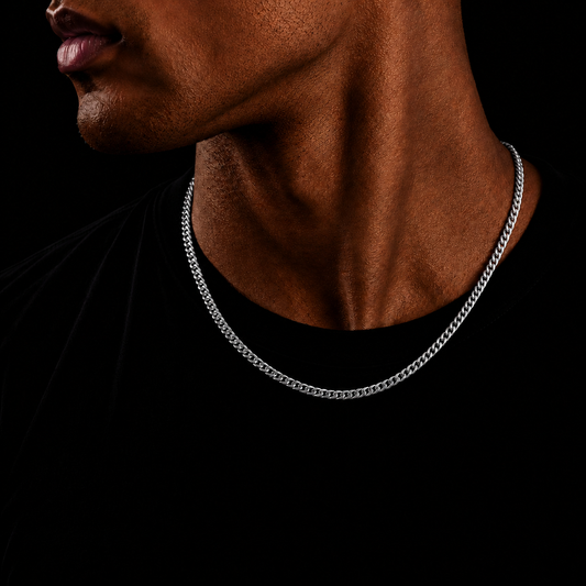 CUBAN LINK CHAIN 3MM SILVER PLATED