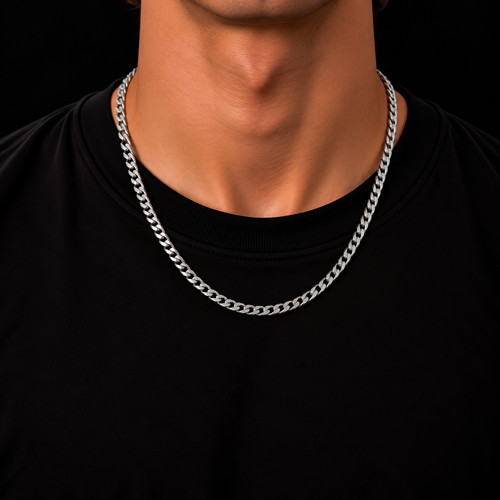 CUBAN LINK CHAIN 5MM SILVER PLATED