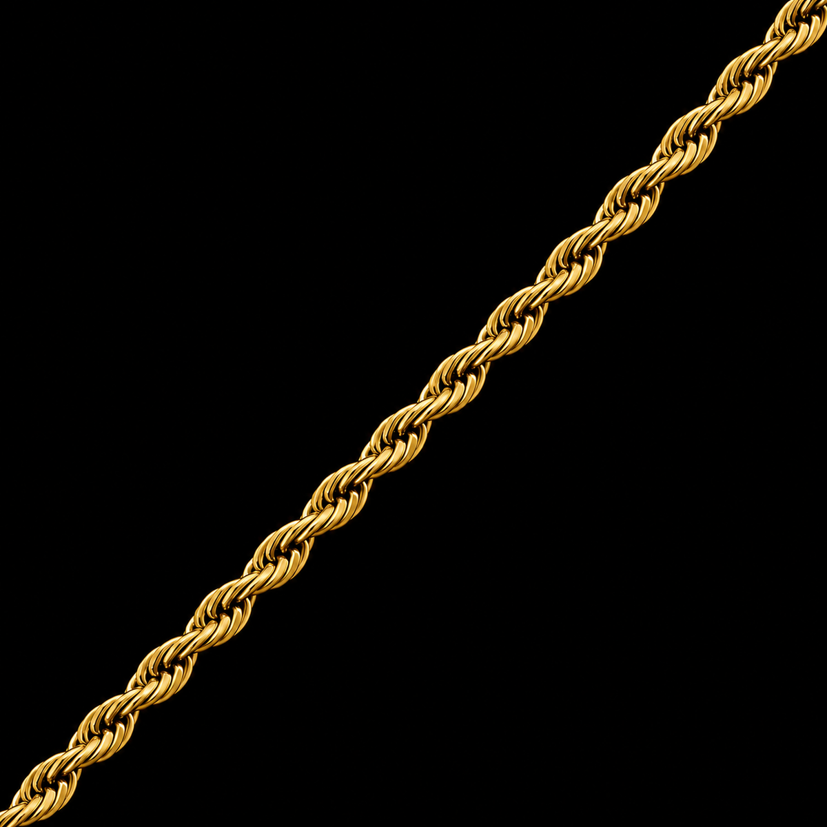 ROPE CHAIN 3MM 18K GOLD PLATED