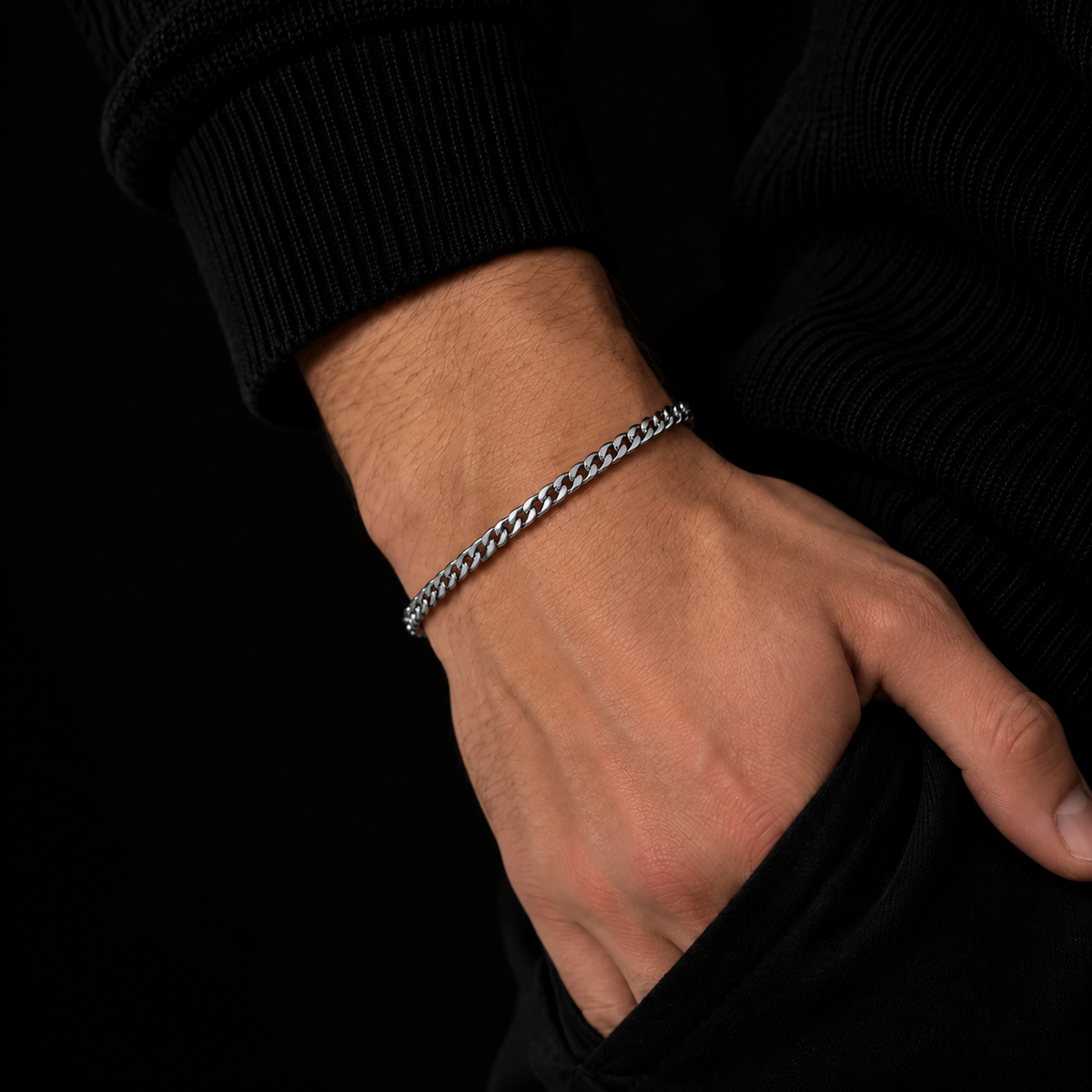 CUBAN BRACELET 3MM SILVER PLATED
