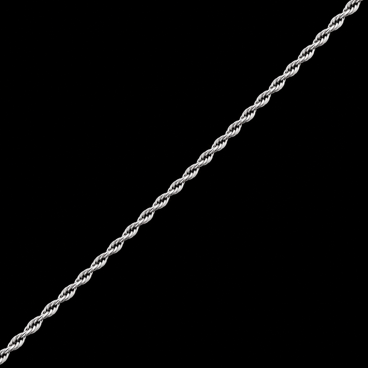 SILVER ROPE CHAIN 2MM + BLACK ONYX GEMSTONE HANGER
