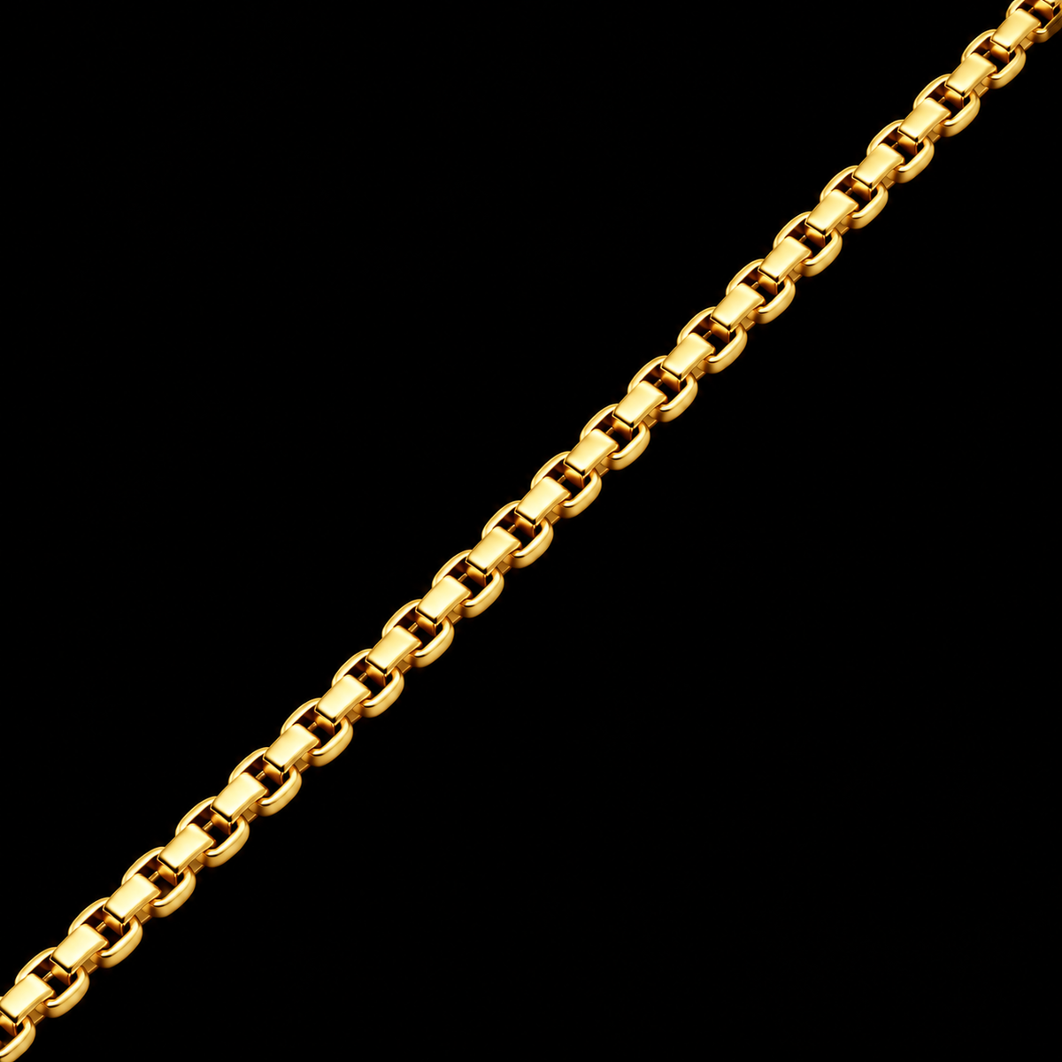 18K GOLD PLATED BOX CHAIN 2MM + BLACK RECTANGLE PENDANT HANGER