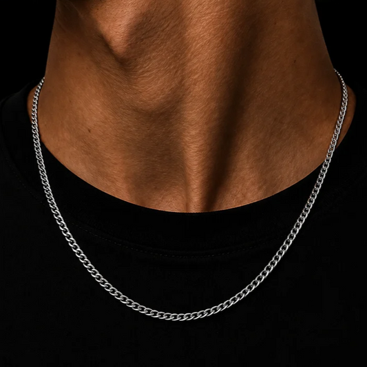 CUBAN LINK CHAIN 3MM SILVER PLATED
