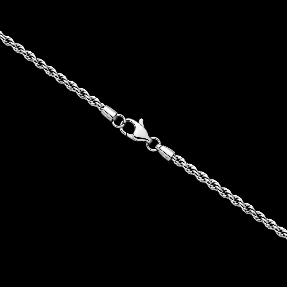 SILVER ROPE CHAIN 2MM + BLACK ONYX GEMSTONE HANGER